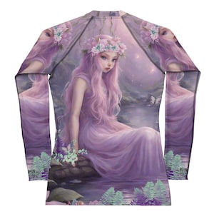 Pastel Fairy #5 Women&#39;s Rash Guard | Dive into Fantasy with Our Long-Sleeve Floral Fairy Rash Guard (Sun Protection, UPF 50+)