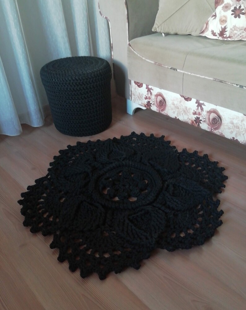 Crochet Rug Handmade Round Accent Rug Floral Napkin Rug Etsy UK
