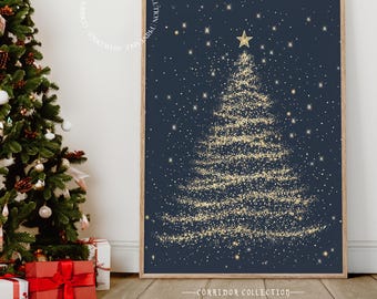 Atemberaubende Weihnachtsbaum Wandkunst, funkelnde Weihnachtsdekoration, festliche Wandkunst, glänzender Weihnachtsbaum, digitaler Download N141