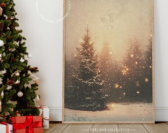 Weihnachtsbaum Wand Kunst Druck, Funkeln Winter Wunderland Dekoration, Saisonale Urlaub Dekoration, Festliche Wohnkultur, Digitaler Download N129