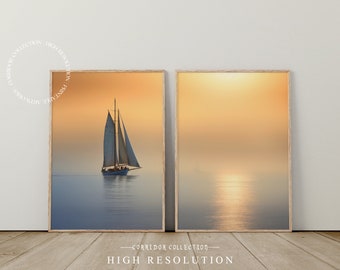 Sailing picture, Sailboat photo, 2 Piece Sailboat Photography, Set of 2 Wall Decor, Boat Decor, Nautical Photography, Printable Art | F-11