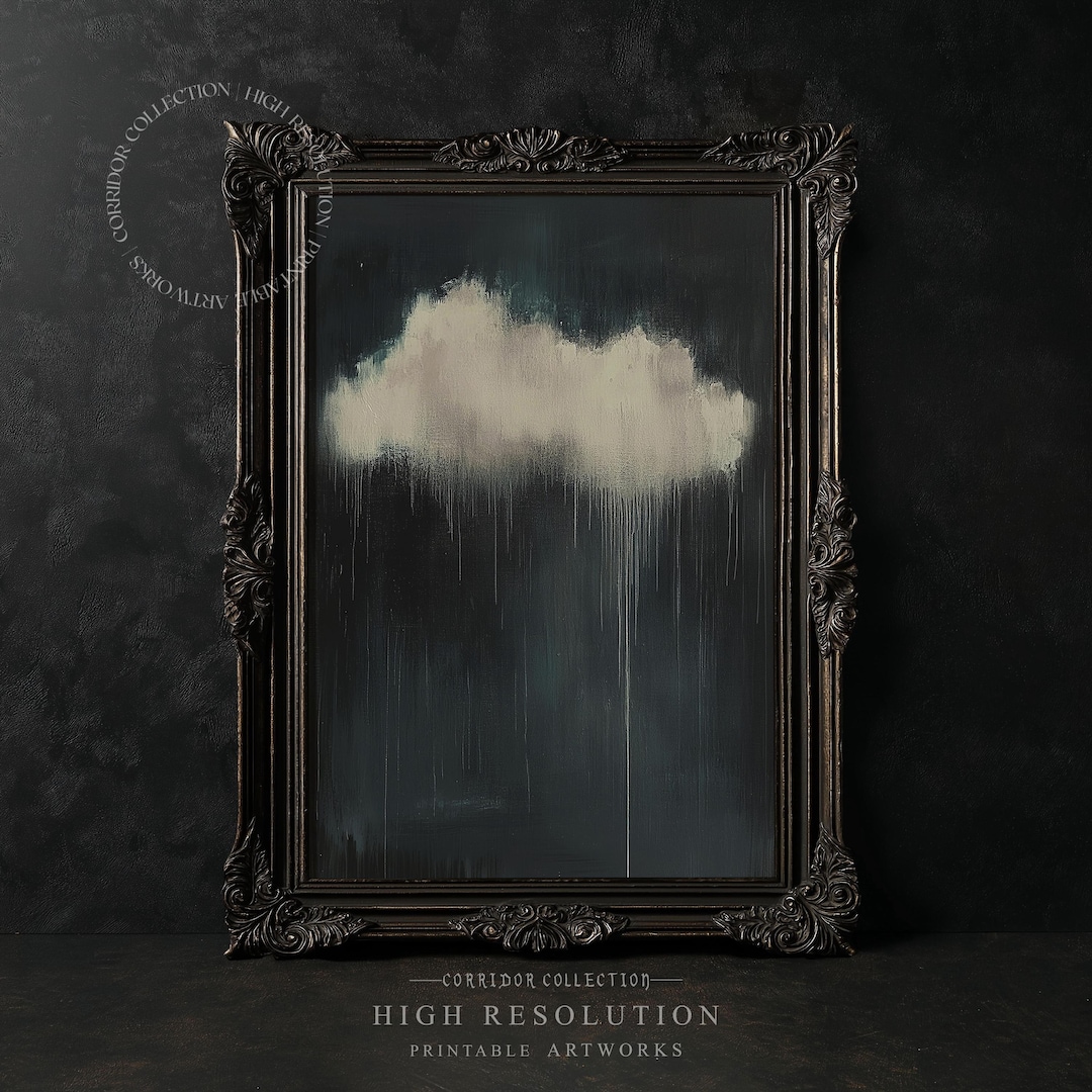 Dark Academia Wall Art Oil Painting Of Cloud Abstract Wall Decor