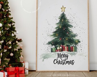Frohe Weihnachten Druck Weihnachten Wand Kunst Festliche Urlaub Dekor Weihnachten Kunstdruck, Weihnachten Winter Wunderland Geschenk, digitaler Download N119