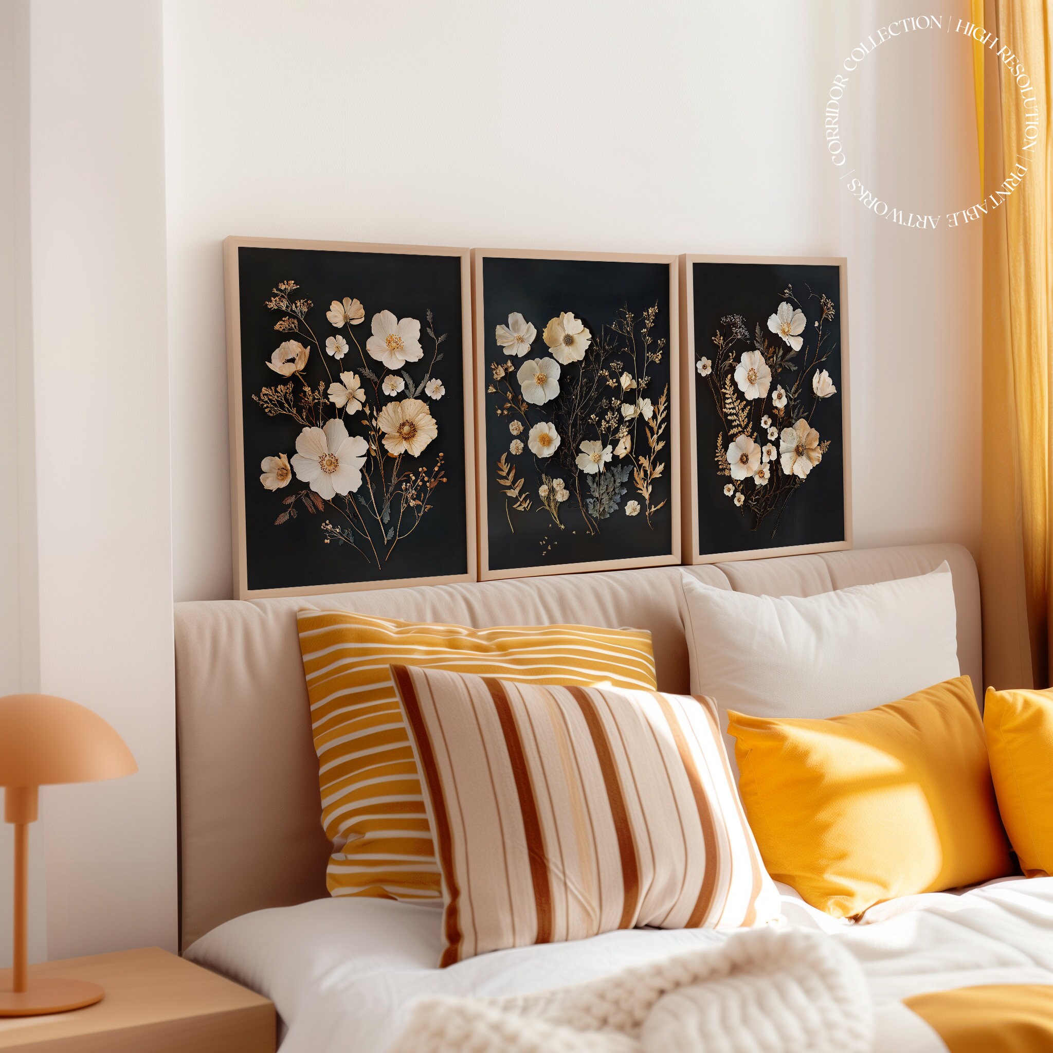 Modern Floral Printable Wall Art Set of 3, Botanical Prints High ...