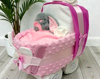 NAPPY CAKE Pram in luxurious premium pink