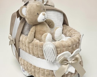 NAPPY CAKE Pram, Pure baby soft biscuit beige colour