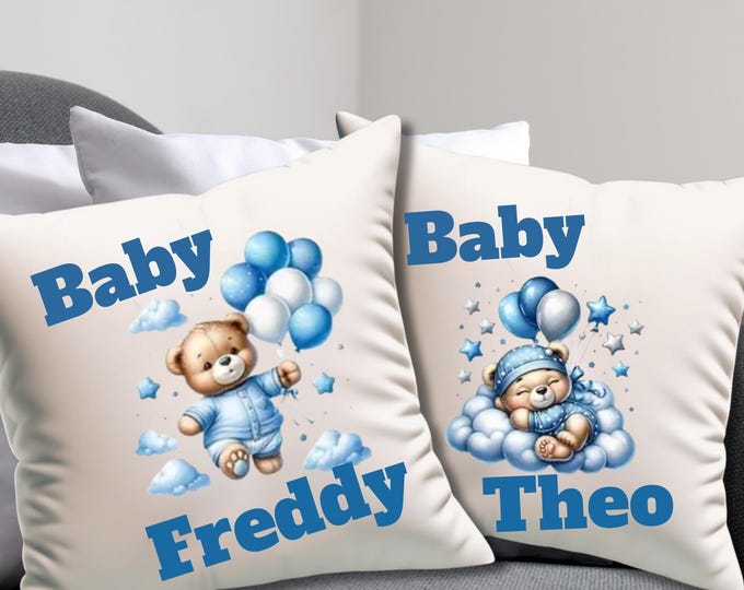 Personalised Baby Boy cushion, maternity gift, birthday boy gift