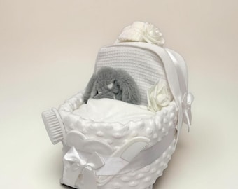 Nappy Cake Pram: Baby Shower Newborn Hamper Gift, White