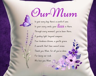 Personalised "Our Mum" Mother's Day or Birthday Gift Cushion, Custom Gift For Mum, Keepsake, Mothers Day Present, Throw Pillow  (45x45cm)