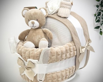 NAPPY CAKE Pram, Pure baby soft biscuit beige colour