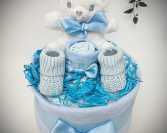 NAPPY CAKE medium size for new baby, baby shower, maternity leave, newborn baby hamper, grandchild , personalised gift tag available.