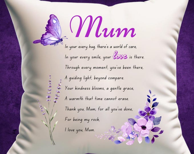 Personalised "Mum" Mother's Day or Birthday Gift Cushion, Custom Gift, Keepsake, Mothers Day Present, Throw Pillow (45x45cm)
