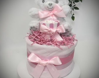 NAPPY CAKE small size for new baby, baby shower, maternity leave, newborn baby hamper, grandchild , personalised gift tag available.