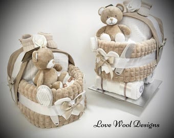 NAPPY CAKE Pram, Pure baby soft biscuit beige colour