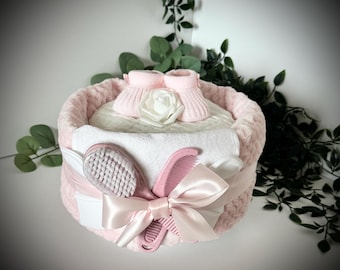 Nappy Cake, unisex neutral, baby shower, maternity leave, newborn baby hamper, new grandchild gift, personalised gift tag available.