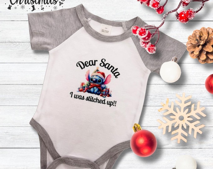 Dear Santa I Was Stitched Up – Christmas Baby Bodysuit (0-3 Months)