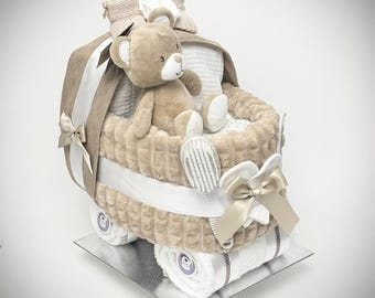 NAPPY CAKE Pram, Pure baby soft biscuit beige colour