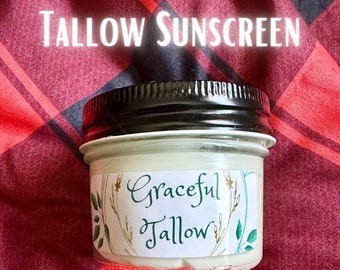 Organic Tallow Sunscreen Grass Fed Tallow Face & Body Lotion / Eye Cream! Skin care gift Hydrating body butter gifts Non-Nano Zinc Oxide