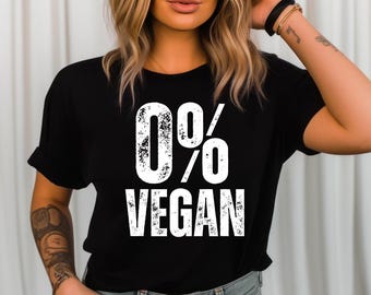 Vleesliefhebber cadeau voor carnivoor Shirt 0% veganistisch T-shirt grappig vlees T-shirts voor BBQ-liefhebbers cadeaus voor heren shirts voor vader cadeau voor verjaardag