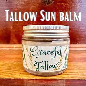 Bálsamo solar con color de sebo de res alimentada con pasto, no tóxico, para rostro y cuerpo / crema para ojos. Regalo para el cuidado de la piel para mamá. Óxido de zinc no nano.