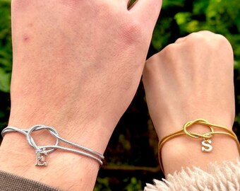 Personalized Initial Love Knot Bracelets, Matching Love Knot Bracelets for Couples, Friendship Knot Bracelets, Infinity Robe Knot Jewelry