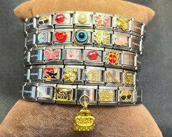 Mystery Box Italian Charm Bracelet, Italian Jewelry, Surprise Italian Charm Bracelet, Vintage Italian Charm Bracelet