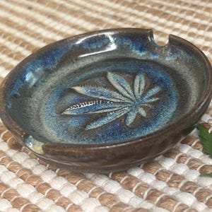 Handmade pottery Cannabis Decor pot leaf ashtray thrown on the wheel weed art hemp decor one of a kind *smaller style