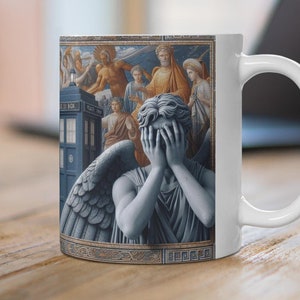 WEEPING ANGELS Exclusive Mug 11oz, Amazing Gift for Whovian Artistic Weeping Angel Mug, Don&#39;t Blink and Have Your Coffee Lovely Whovian Mug