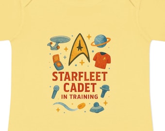 SPACE CADET In TRAINING Super Cute Infant Baby Bodysuit, The Perfect Gift for a Little Trekkie, Adorable Unisex Star T Bodysuits, All Sizes