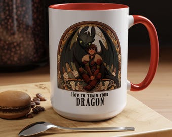 DRAGON RIDER And His Lovely Dragon Mug (11, 15oz), Absolutely Beautiful HTTYD Exclusive Mugs, Lovely Perfect Gift Httyd Original Design Mug
