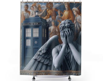 WEEPING ANGEL Exclusive Shower Curtain, Perfect for True Fans of the Doctor, Amazing Never Seen Bathroom Decor, Beautiful DW Shower Curtain