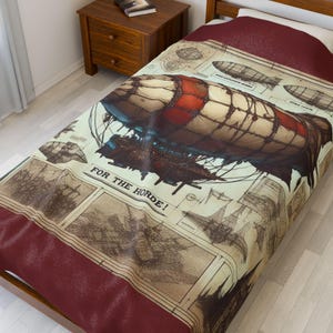HORDE ZEPPELIN Impressive Velveteen Plush Blanket, Lovely Goblin Invention, Perfect Never Seen Gift for WOW Fan, World of Warcr. Gamer Gift