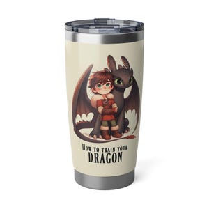 Cute Version DRAGON RIDER And His Lovely Dragon 20oz Tumbler, Cute Exclusive HTTYD Gifts, Super Adorable Httyd Gift, Original Httyd Tumbler