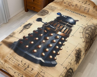 DA VINCI'S NIGHTMARE Exklusive Samt Plüschdecke, Schöne Exterminate Decke, Schöne Original DrWho Decke, Perfekte Whovian Geschenke