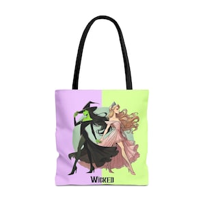 Two VERY POPULAR WITCHES Tote Bag, Pink and Green Exclusive Fashion Bags, Original Green and Pink Bag For Fans, Three Sizes Lovely Tote Bag