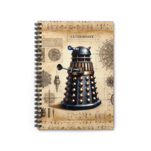 DA VINCI&#39;S NIGHTMARE Very Beautiful Spiral Notebook - Ruled Line, 118 Pages Exclusive Exterminate and Excellent, Perfect Gift for a Whovian