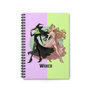 Two VERY POPULAR WITCHES Exclusive Pretty Spiral Notebook - Ruled Line, 118 Pages, 59 Sheets, Lovely Gift for Fans, Wicked and Good Witches