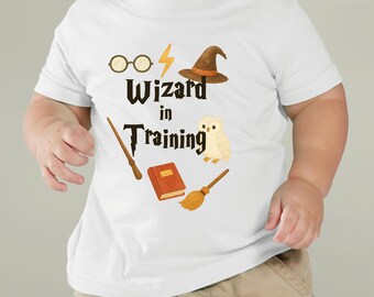 WIZARD In TRAINING Super Cute Infant Fine Jersey Tee, The Perfect Gift for a Little Wizard, Exclusive HP Pretty Detailed T-Shirt, All Sizes