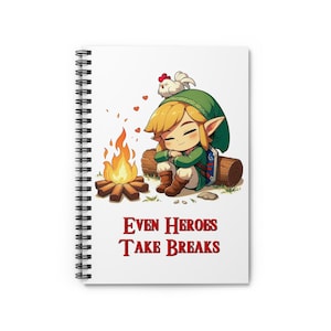 INCLUSO LOS HÉROES TOMAN DESCANSOS Cuaderno espiral de fantasía exclusivo, ideal para jugadores y fanáticos de la leyenda, cuaderno muy hermoso para aventureros