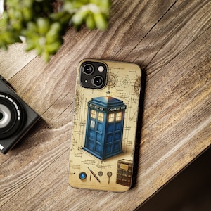 DA VINCI'S DREAM Exclusive Doctor Soft Phone Case, Iphone, Samsung Galaxy, Google Pixel, all models, Whovian Gift Blue Phone Box Phone Case