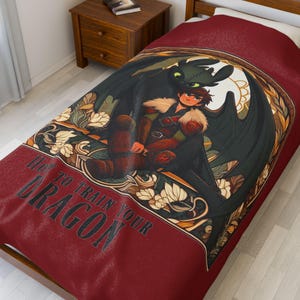 DRAGON RIDER and His Lovely Dragon Velveteen Plush Blanket, Perfect Gifts, Exclusive HTTYD Cozy Lovely Blankets, Pretty Httyd Plush Blanket