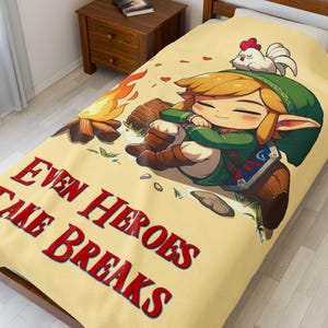 EVEN HEROES Take BREAKS Epic Exclusive Velveteen Plush Blanket, Perfect for Gaming Nights, Super Cute Gifts for Gamers, Adventurers Blanket