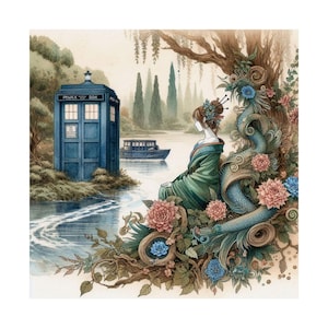 The DOCTOR In JAPAN Exclusive Matte Poster, Artistic Watercolor DW Wall Art, DrW Blue Cabin Exclusive Art Print, Gift for Fan of The Doctor