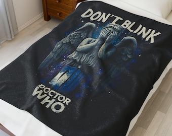 DON'T BLINK Exclusive Velveteen Plush Blanket, The Doctor Weeping Angel Beautiful Blankets, Super Gift for Fans of The Doctor, Three Sizes