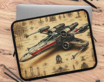 STEAMPUNK WING FIGHTER Exclusive Laptop Sleeve, Perfect Gift for Sw Fan, Pretty Original Steampunk Art, Star Fighter Laptop & Tablet Sleeve