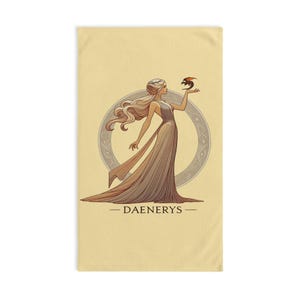 The DRAGON'S DAUGHTER Beautiful Exclusive Hand Towel, GoT Home Decor Towel, Cute Art Deco Exclusive GOT Illustration, Perfect Gift for Fans