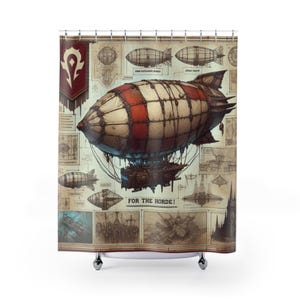 HORDE ZEPPELIN Impressive Shower Curtain, Exclusive Decor for Gamers Fans, Unique Bathroom Gifts, Horde World of Warc Pretty Shower Curtain