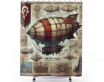 HORDE ZEPPELIN Impressive Shower Curtain, Exclusive Decor for Gamers Fans, Unique Bathroom Gifts, Horde World of Warc Pretty Shower Curtain