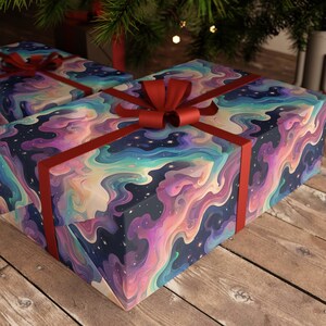 Carta da regalo cosmica: spazio colorato, cielo stellato e motivo astratto di nebulose | Design estetico e da sogno | Grande formato