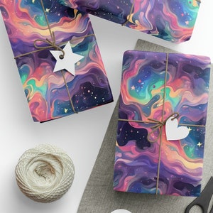 Carta da regalo galattica: estetica surreale con nebulose e stelle colorate | Arte astratta | Design cosmico | Grande formato